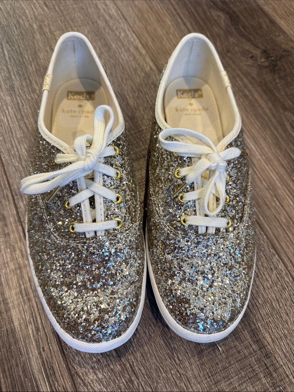 Keds x Kate Spade Glitter Lace-Up Sneakers - Gold